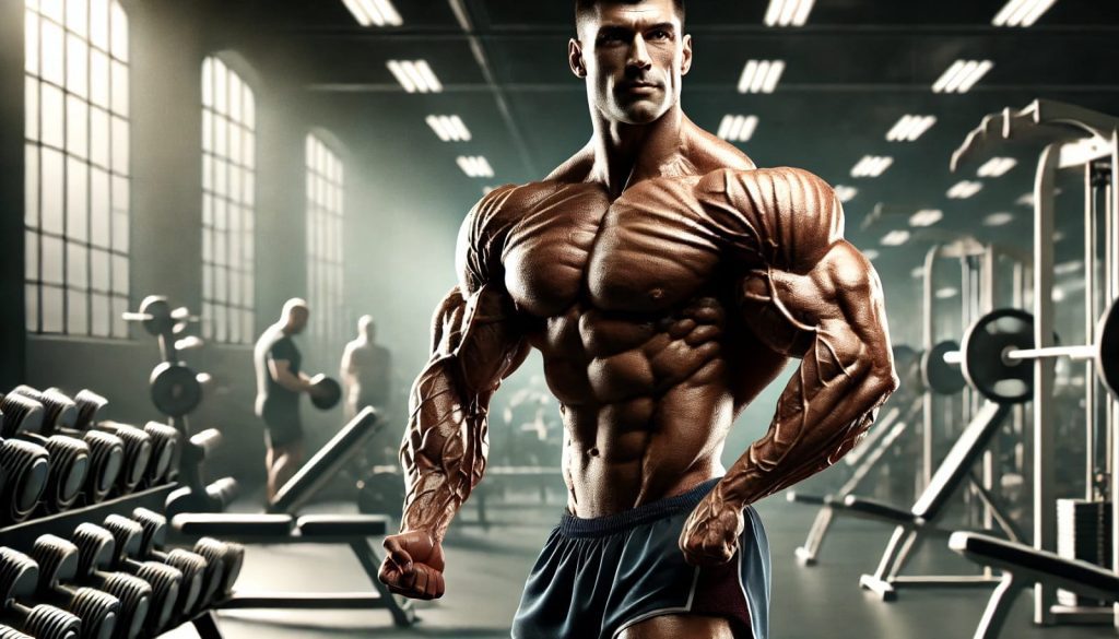 Bodybuilder showing an impressive, muscular physique